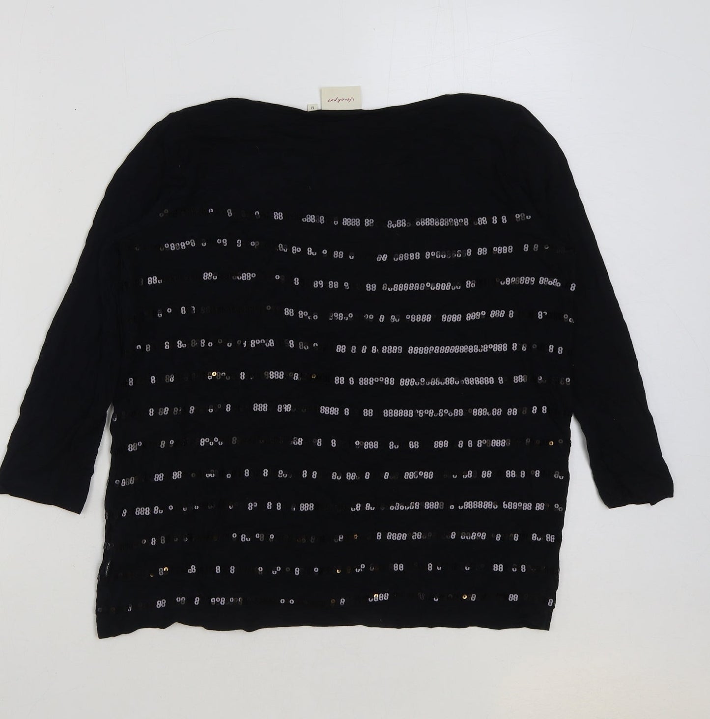vackney Womens Black Viscose Basic T-Shirt Size M Round Neck