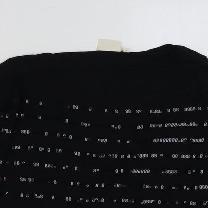vackney Womens Black Viscose Basic T-Shirt Size M Round Neck
