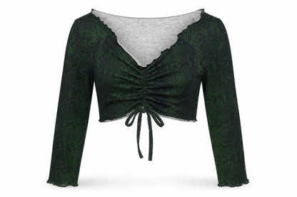 Womens UK Size 12 Boohoo Green Cropped Blouse