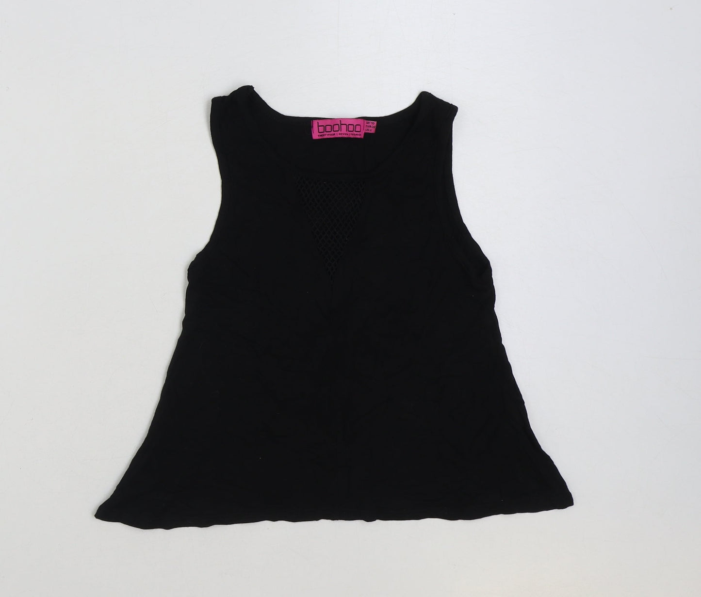 Boohoo Womens Black Polyester Basic Tank Size 10 Scoop Neck