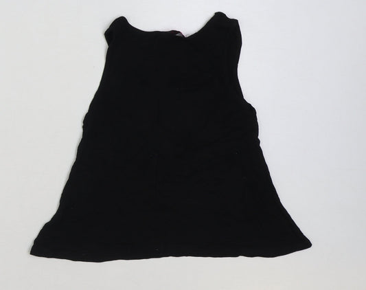 Boohoo Womens Black Polyester Basic Tank Size 10 Scoop Neck