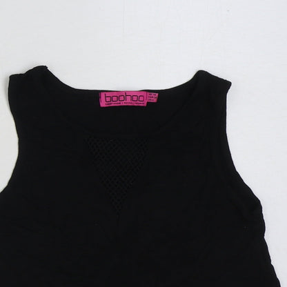 Boohoo Womens Black Polyester Basic Tank Size 10 Scoop Neck