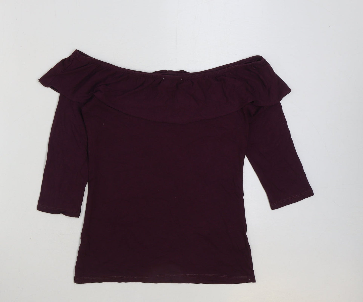 F&F Womens Purple Polyester Basic Blouse Size 10 Off the Shoulder