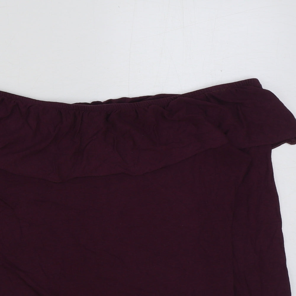 F&F Womens Purple Polyester Basic Blouse Size 10 Off the Shoulder