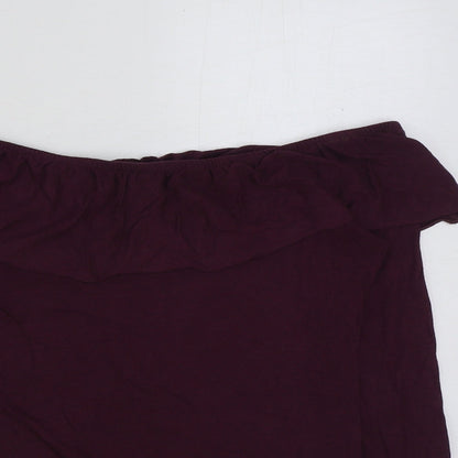 F&F Womens Purple Polyester Basic Blouse Size 10 Off the Shoulder