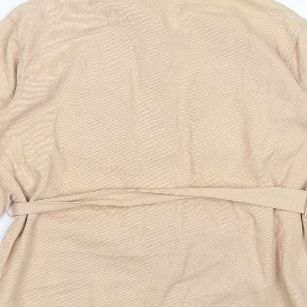 Boohoo Womens Beige Cotton Basic Button-Up Size 12 Collared