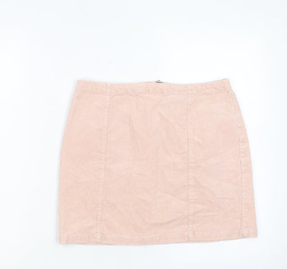 FOREVER 21 Womens Pink Cotton A-Line Skirt Size L Zip