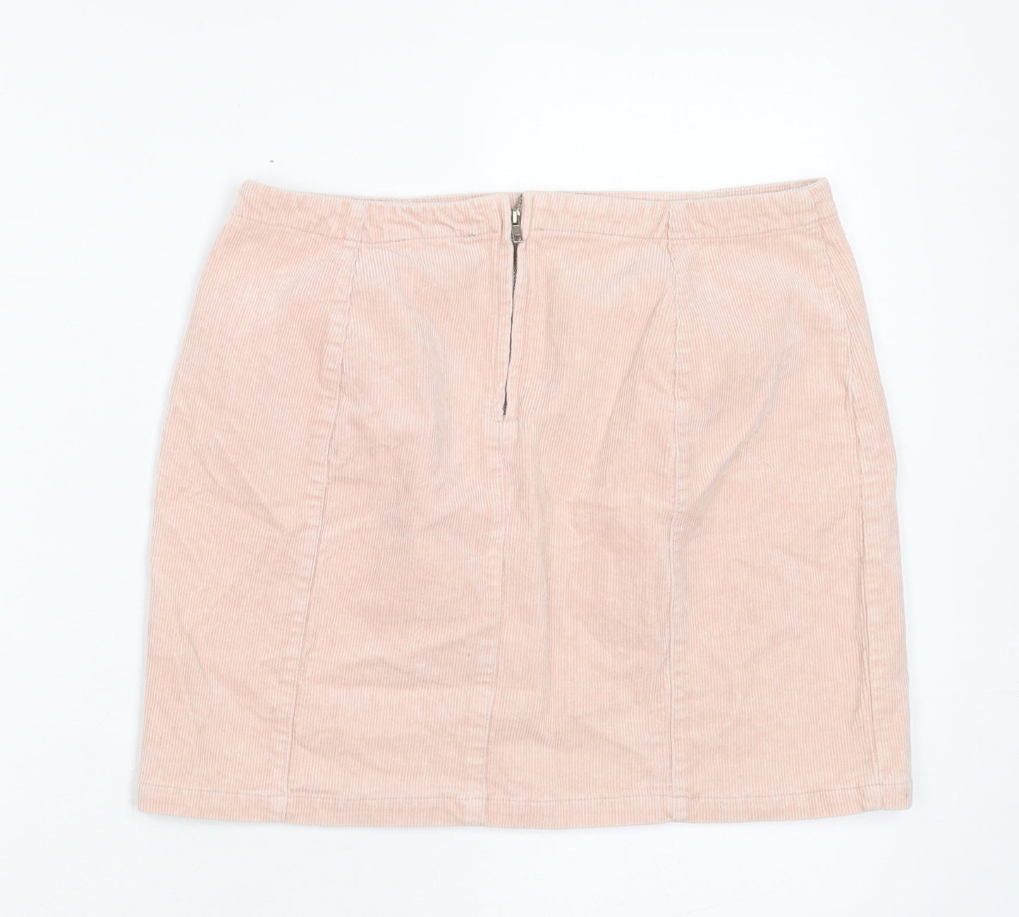 FOREVER 21 Womens Pink Cotton A-Line Skirt Size L Zip