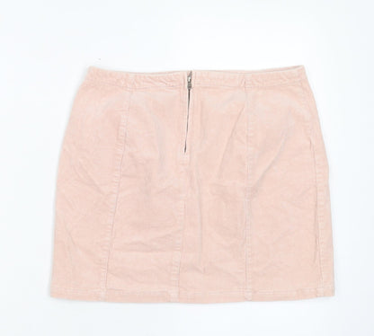 FOREVER 21 Womens Pink Cotton A-Line Skirt Size L Zip