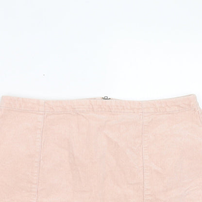 FOREVER 21 Womens Pink Cotton A-Line Skirt Size L Zip