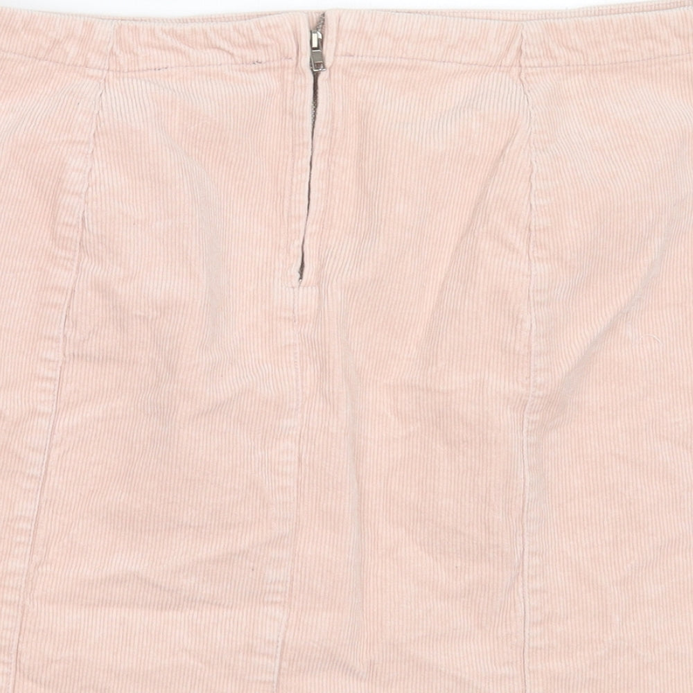 FOREVER 21 Womens Pink Cotton A-Line Skirt Size L Zip