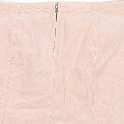FOREVER 21 Womens Pink Cotton A-Line Skirt Size L Zip