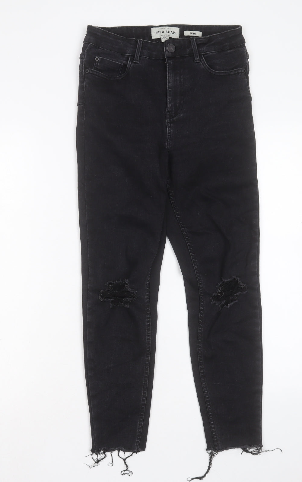 New Look Womens Black Cotton Skinny Jeans Size 8 L25 in Regular Button - Lift & Shape