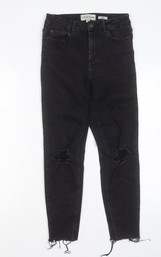 New Look Womens Black Cotton Skinny Jeans Size 8 L25 in Regular Button - Lift & Shape