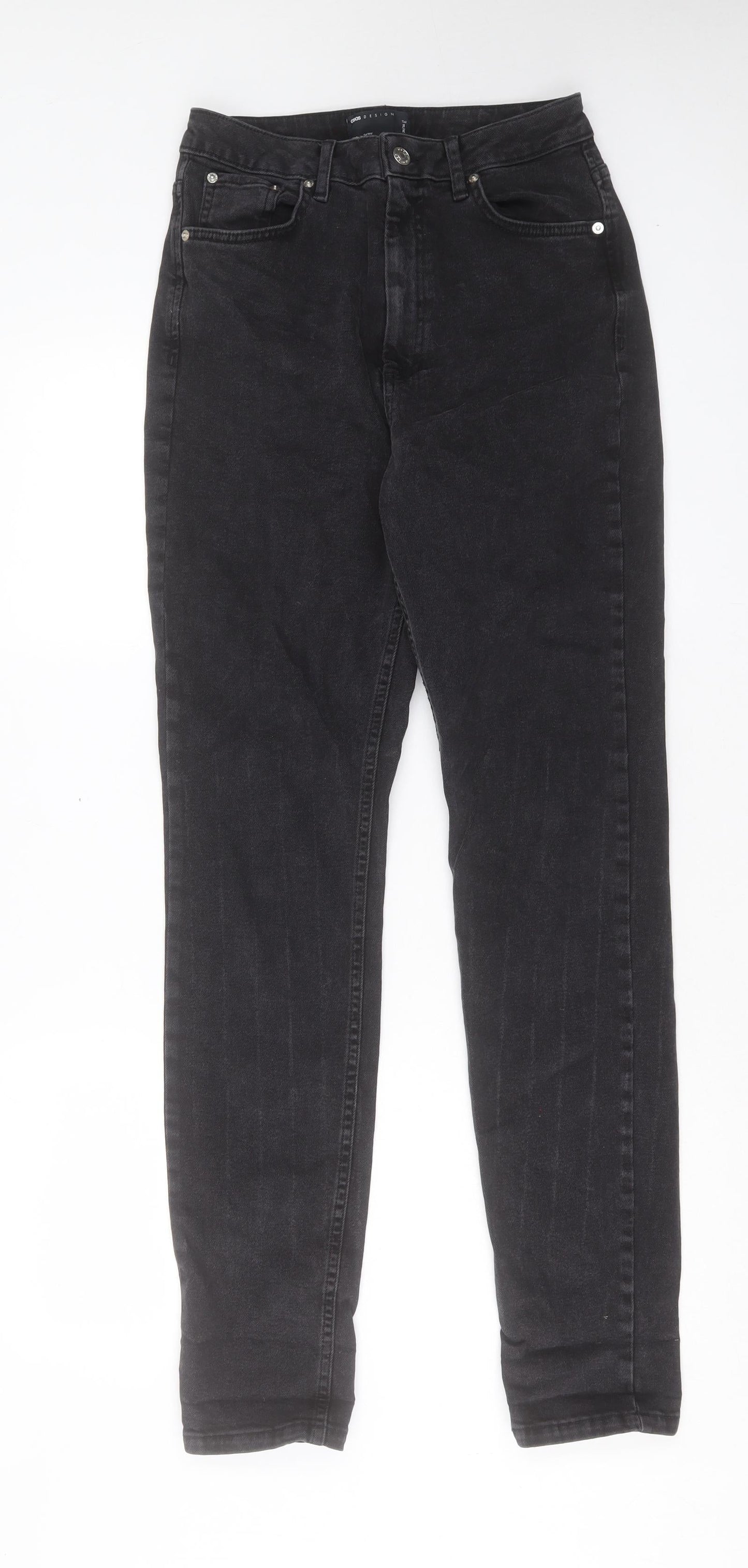 ASOS Womens Black Cotton Straight Jeans Size 25 in L36 in Regular Button