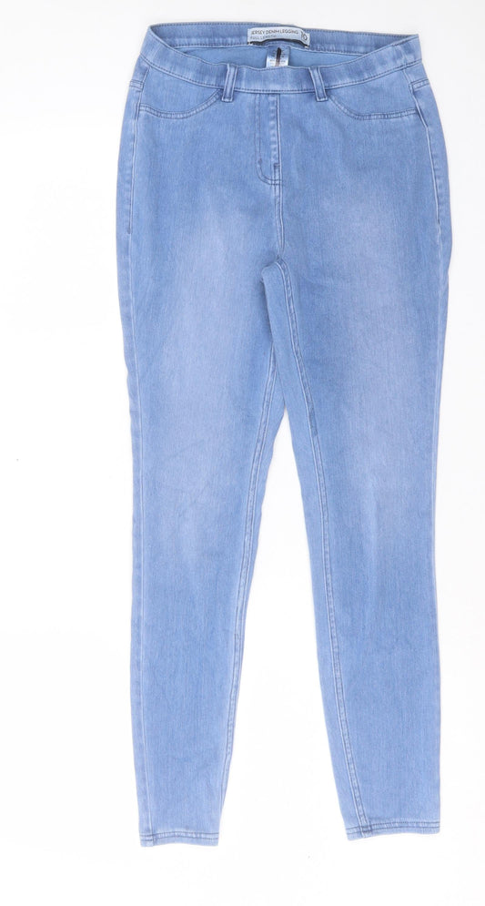 Denim & Co. Womens Blue Cotton Skinny Jeans Size 10 L28 in Regular Button