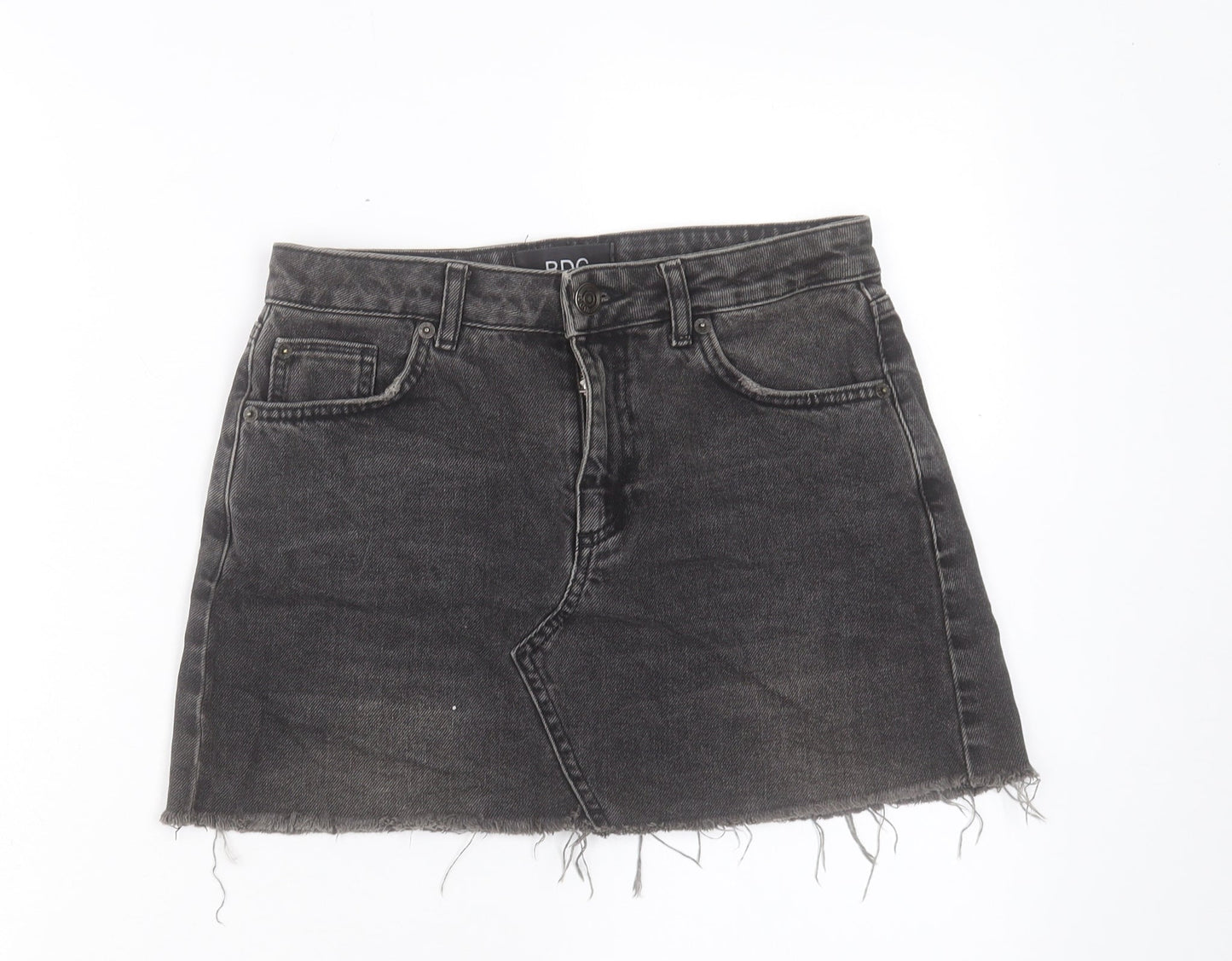 BDG Womens Black Cotton A-Line Skirt Size S Button