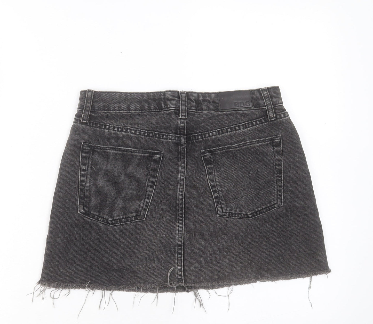 BDG Womens Black Cotton A-Line Skirt Size S Button