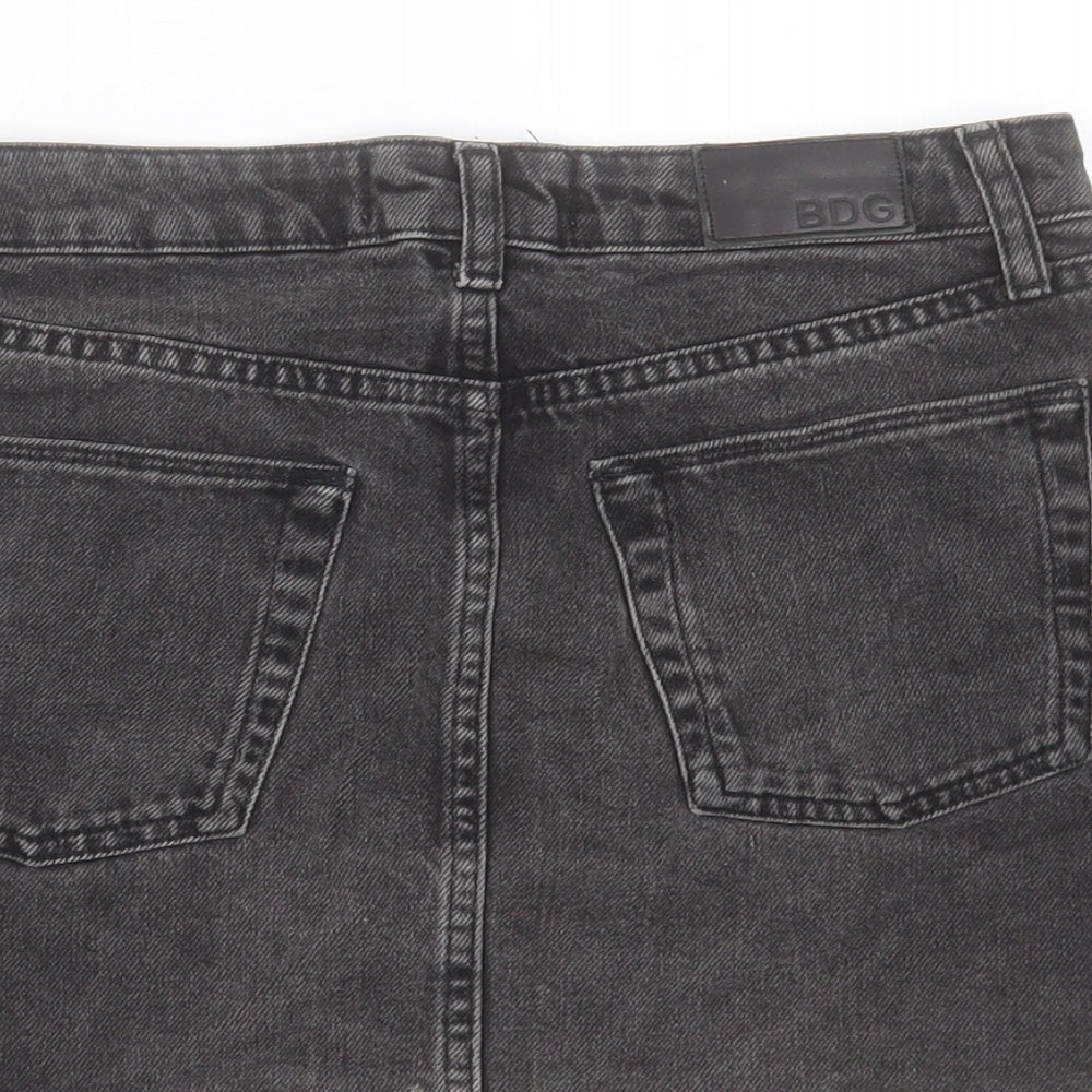 BDG Womens Black Cotton A-Line Skirt Size S Button