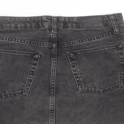 BDG Womens Black Cotton A-Line Skirt Size S Button