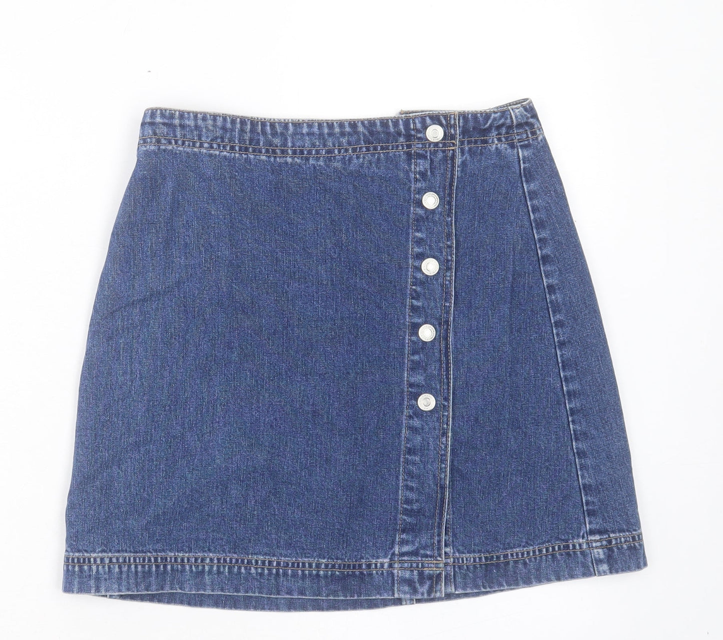 Gap Womens Blue Cotton A-Line Skirt Size 26 in Button