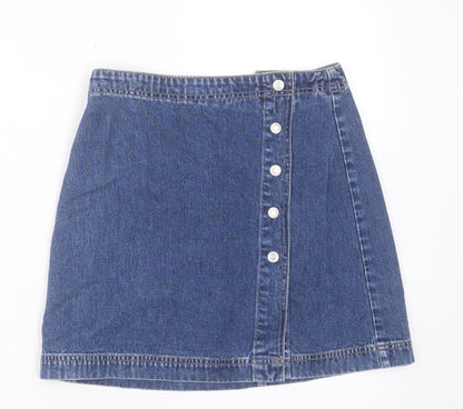 Gap Womens Blue Cotton A-Line Skirt Size 26 in Button