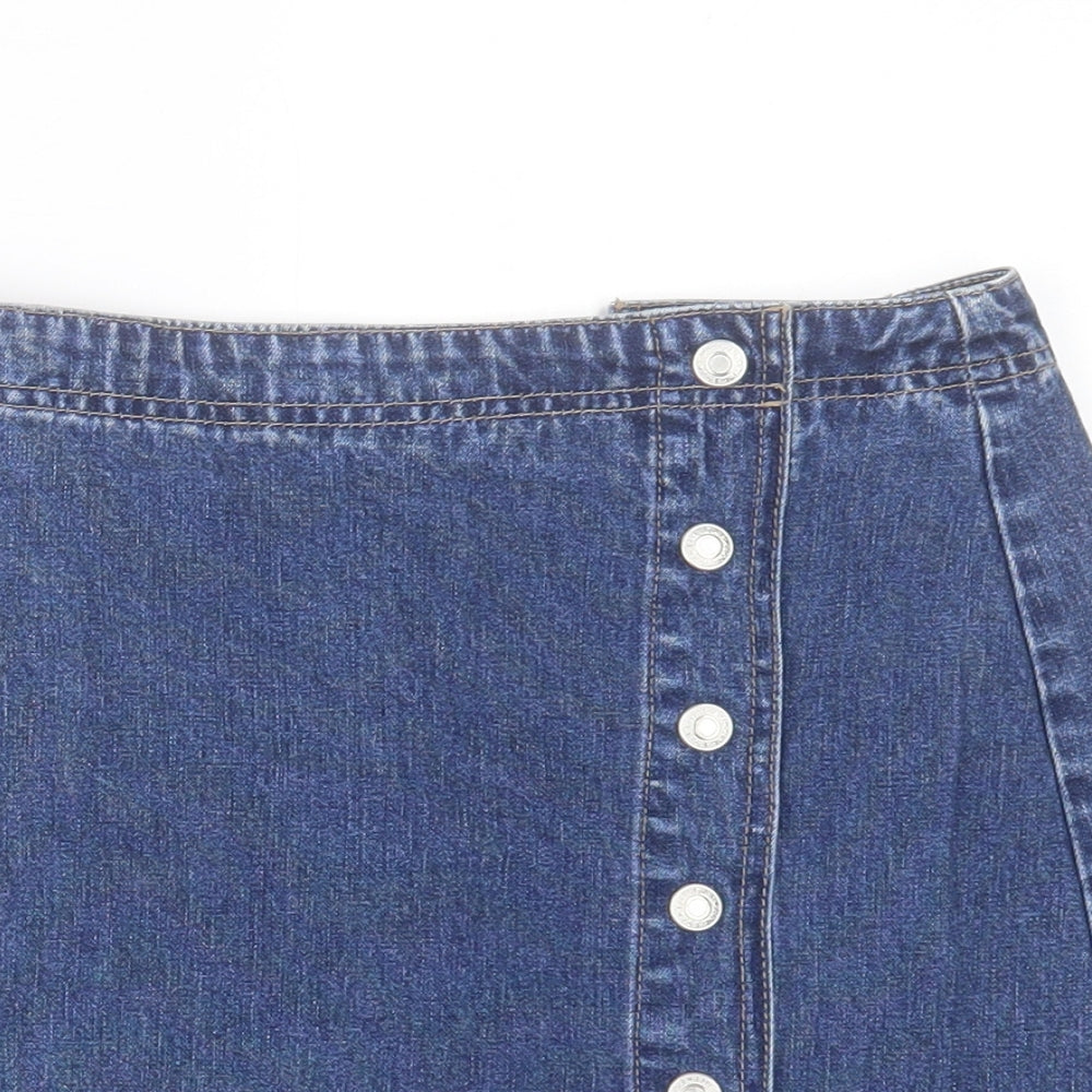 Gap Womens Blue Cotton A-Line Skirt Size 26 in Button