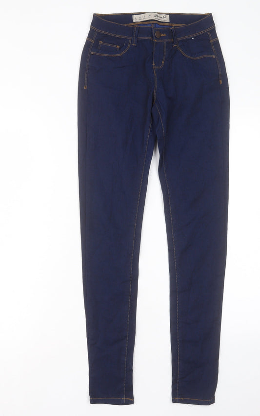 Denim & Co. Womens Blue Cotton Skinny Jeans Size 4 L30 in Regular Button