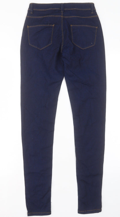 Denim & Co. Womens Blue Cotton Skinny Jeans Size 4 L30 in Regular Button
