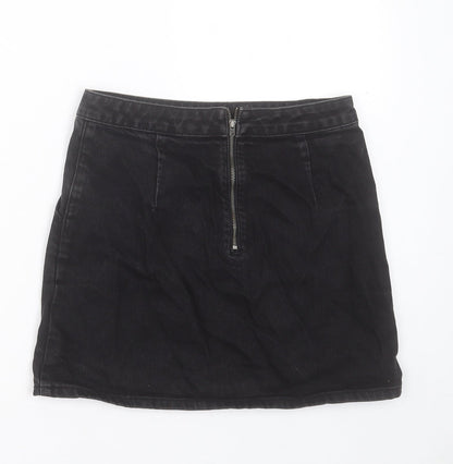 Topshop Womens Blue Cotton A-Line Skirt Size 26 in Zip