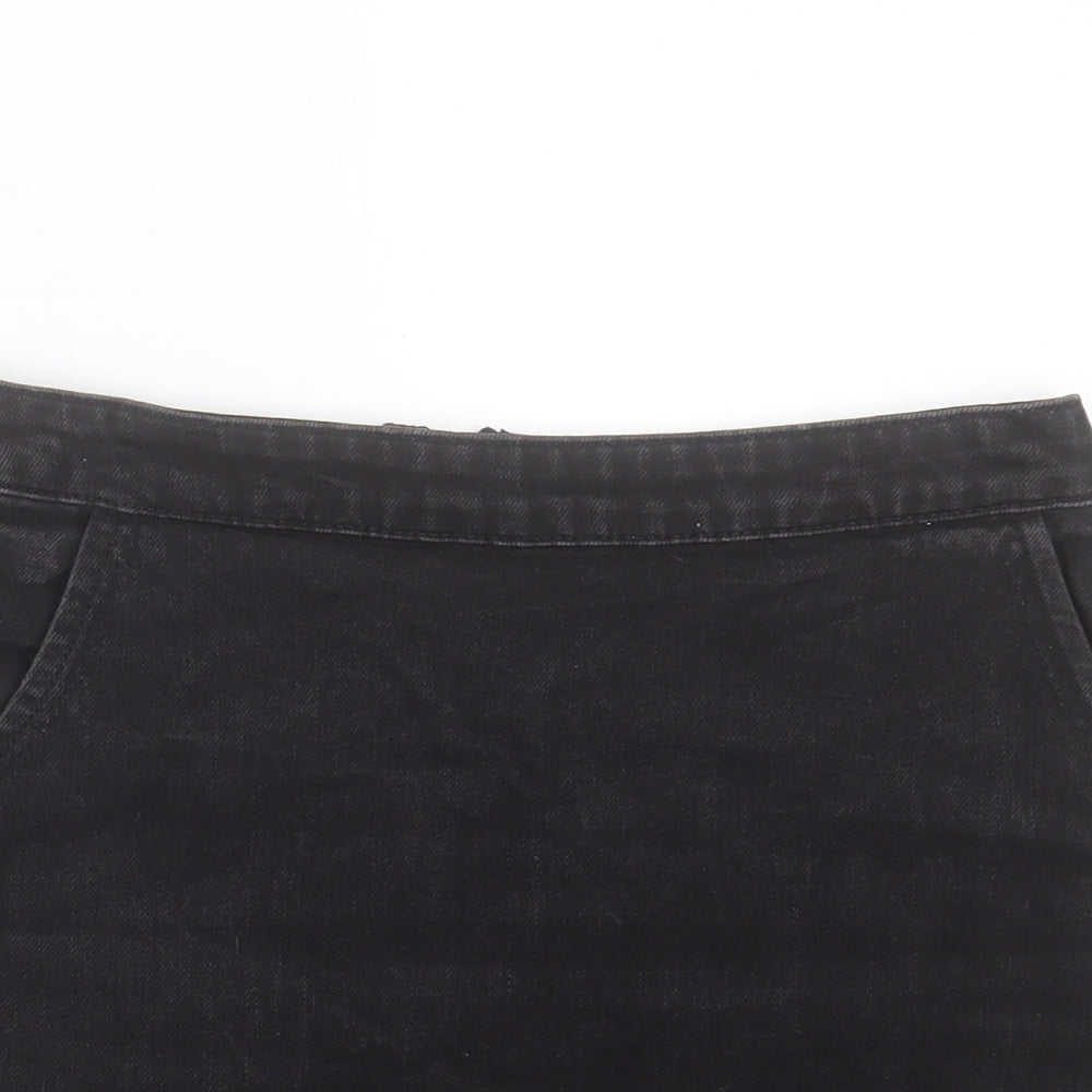 Topshop Womens Blue Cotton A-Line Skirt Size 26 in Zip