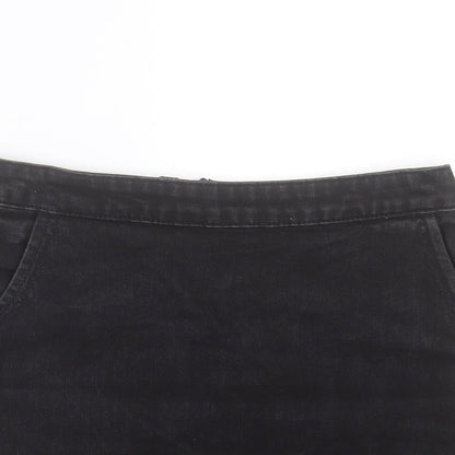 Topshop Womens Blue Cotton A-Line Skirt Size 26 in Zip