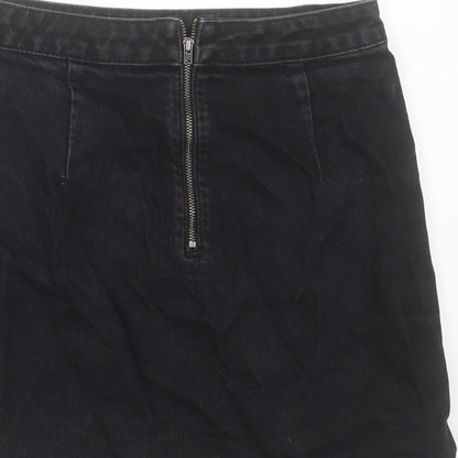 Topshop Womens Blue Cotton A-Line Skirt Size 26 in Zip