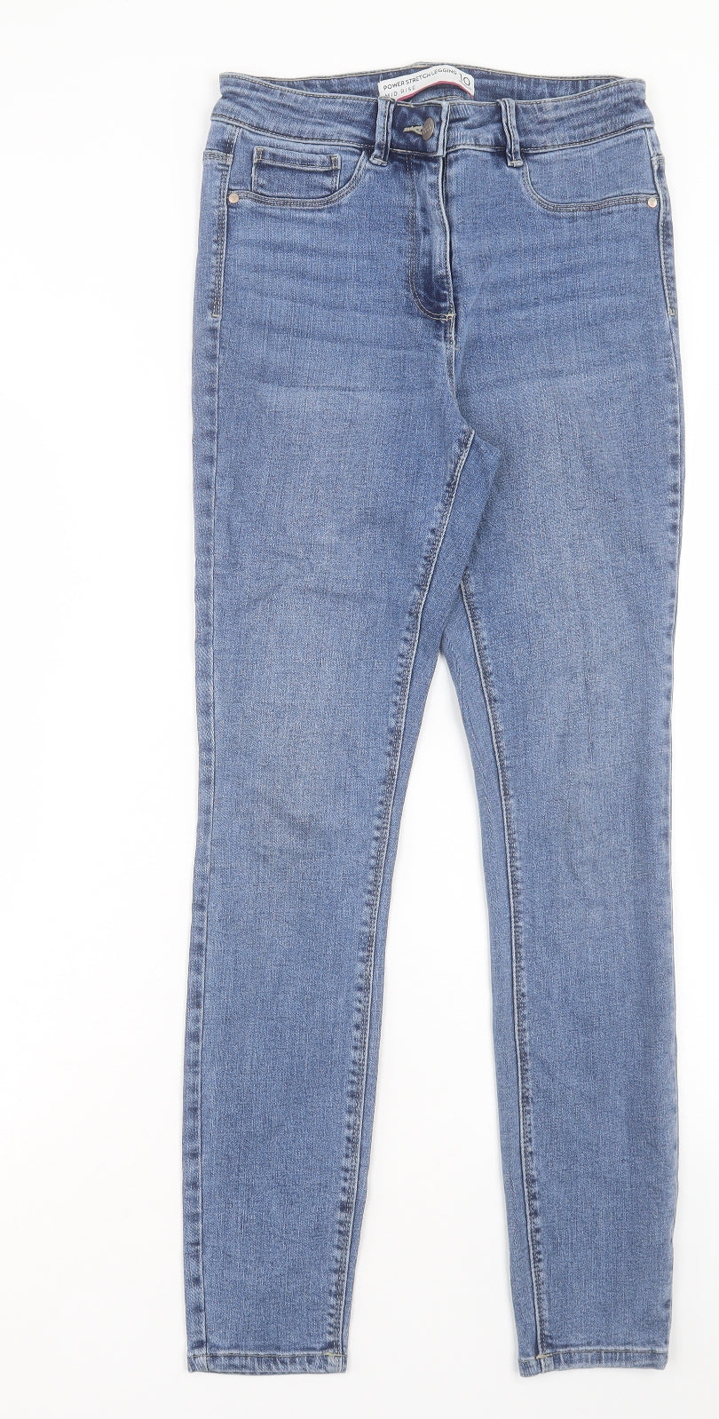 NEXT Womens Blue Cotton Skinny Jeans Size 10 L29 in Regular Button