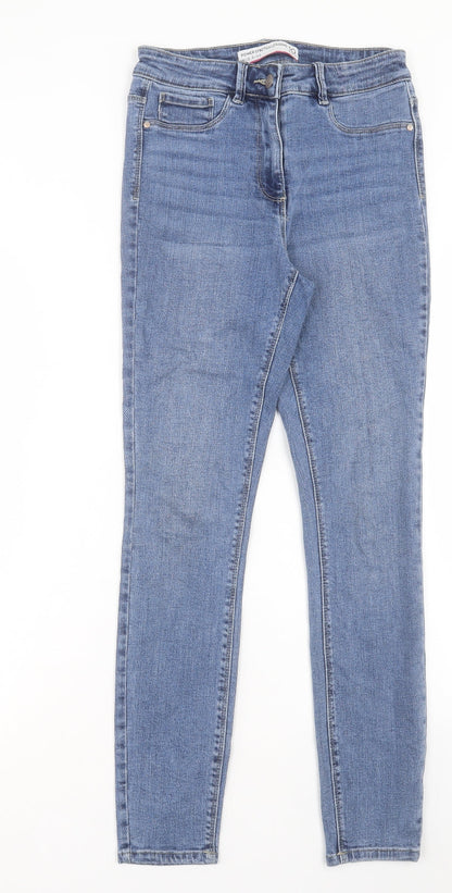 NEXT Womens Blue Cotton Skinny Jeans Size 10 L29 in Regular Button