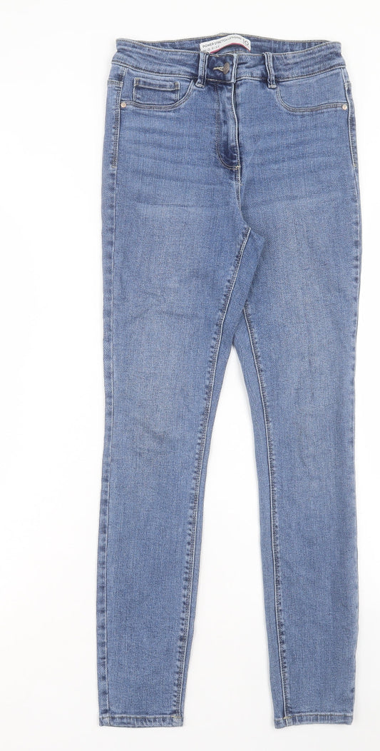 NEXT Womens Blue Cotton Skinny Jeans Size 10 L29 in Regular Button