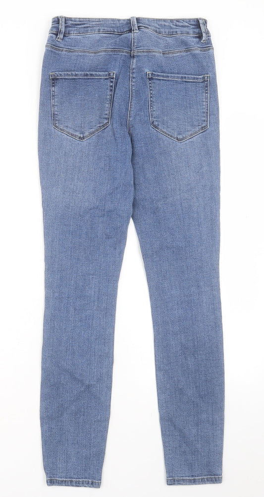 NEXT Womens Blue Cotton Skinny Jeans Size 10 L29 in Regular Button