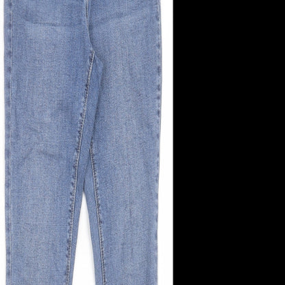 NEXT Womens Blue Cotton Skinny Jeans Size 10 L29 in Regular Button