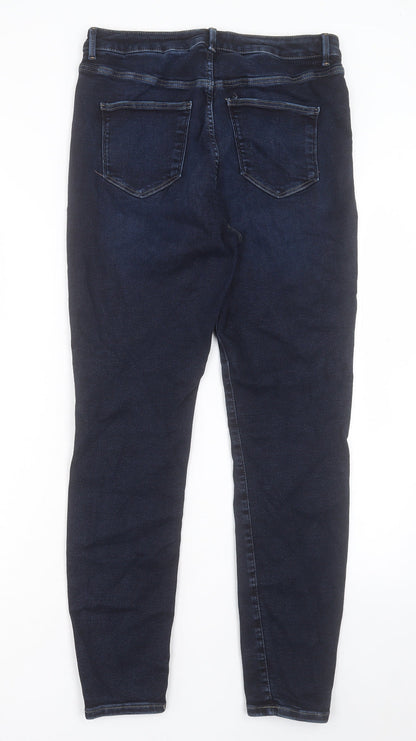 NEXT Womens Blue Cotton Skinny Jeans Size L L28 in Regular Button