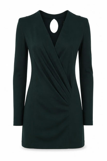 Missguided Womens Green Polyester Mini Size 6 V-Neck Pullover - Shoulder Pads