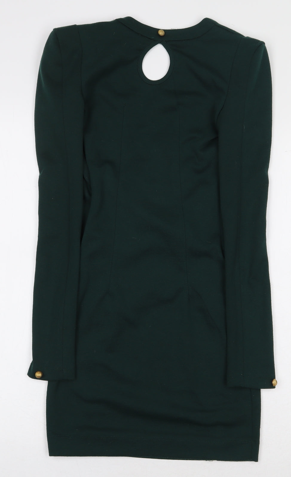 Missguided Womens Green Polyester Mini Size 6 V-Neck Pullover - Shoulder Pads