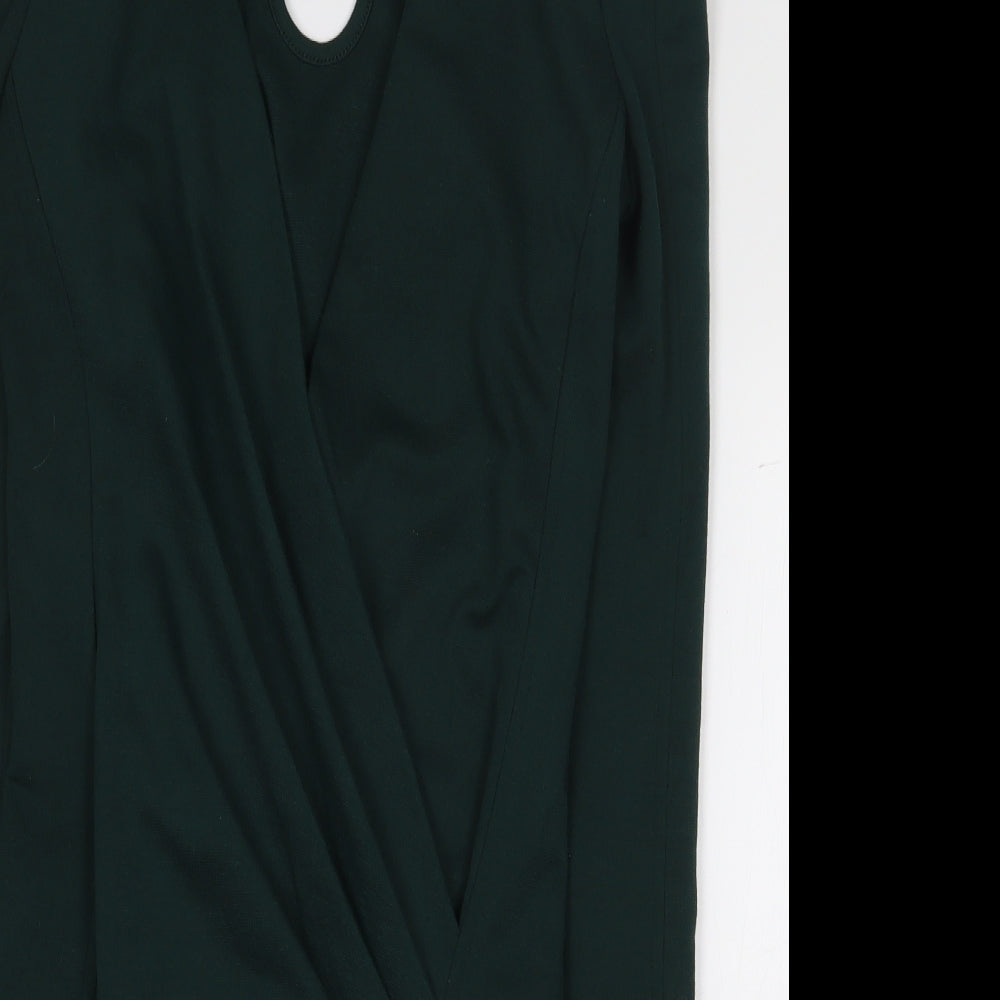 Missguided Womens Green Polyester Mini Size 6 V-Neck Pullover - Shoulder Pads