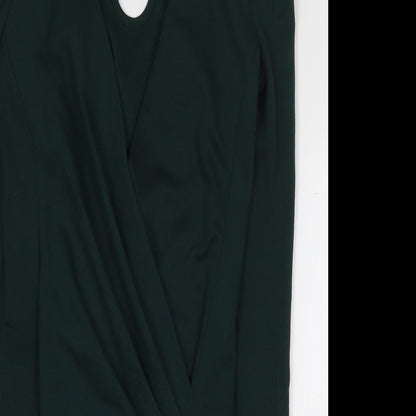 Missguided Womens Green Polyester Mini Size 6 V-Neck Pullover - Shoulder Pads