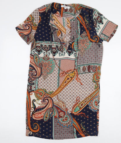 Glamorous Womens Multicoloured Paisley Polyester Basic Blouse Size S Scoop Neck