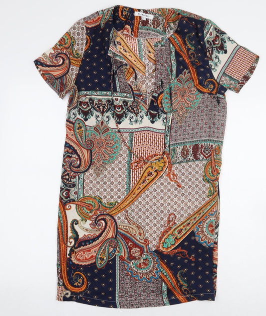 Glamorous Womens Multicoloured Paisley Polyester Basic Blouse Size S Scoop Neck