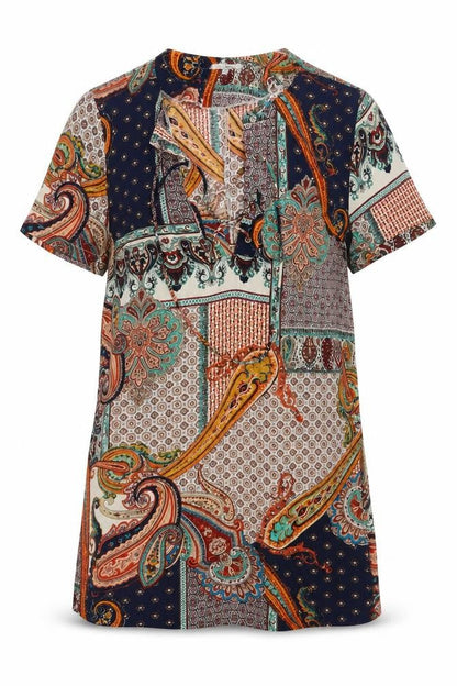 Glamorous Womens Multicoloured Paisley Polyester Basic Blouse Size S Scoop Neck