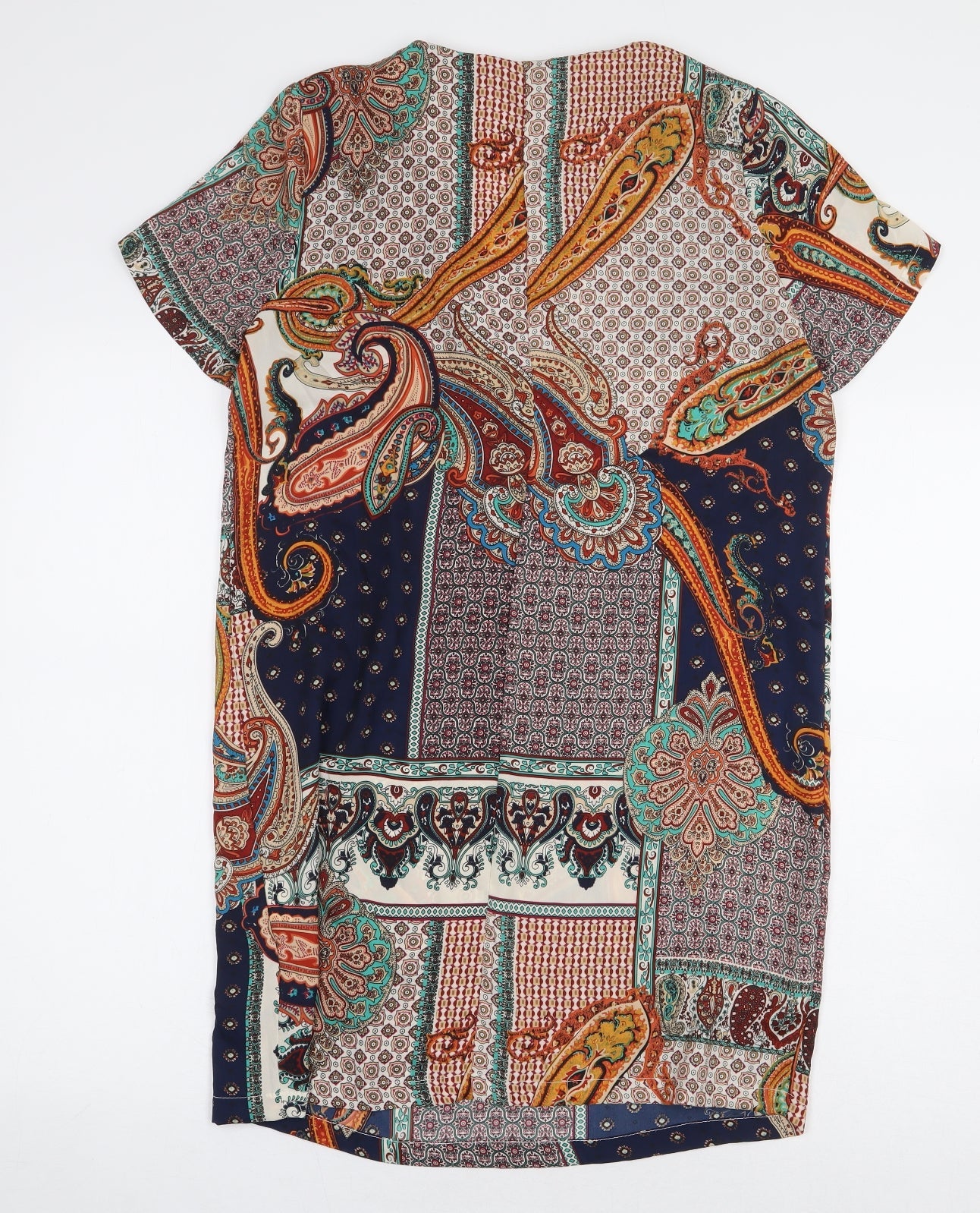 Glamorous Womens Multicoloured Paisley Polyester Basic Blouse Size S Scoop Neck