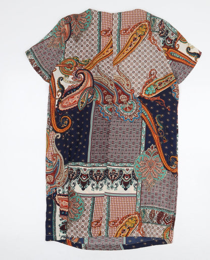 Glamorous Womens Multicoloured Paisley Polyester Basic Blouse Size S Scoop Neck