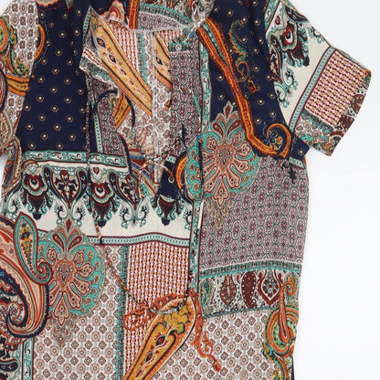 Glamorous Womens Multicoloured Paisley Polyester Basic Blouse Size S Scoop Neck
