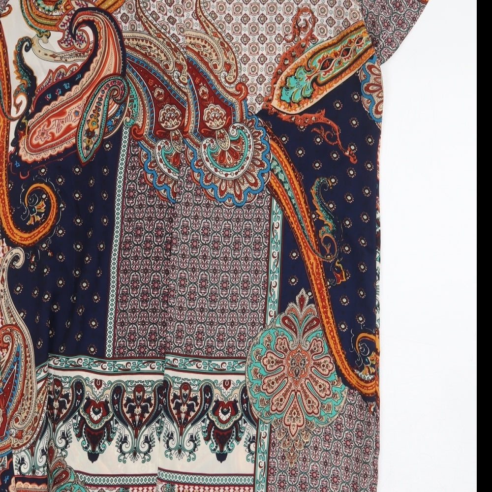 Glamorous Womens Multicoloured Paisley Polyester Basic Blouse Size S Scoop Neck